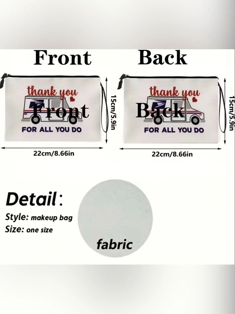 Thank You USPS Postal Truck Wristlet Pouch - White